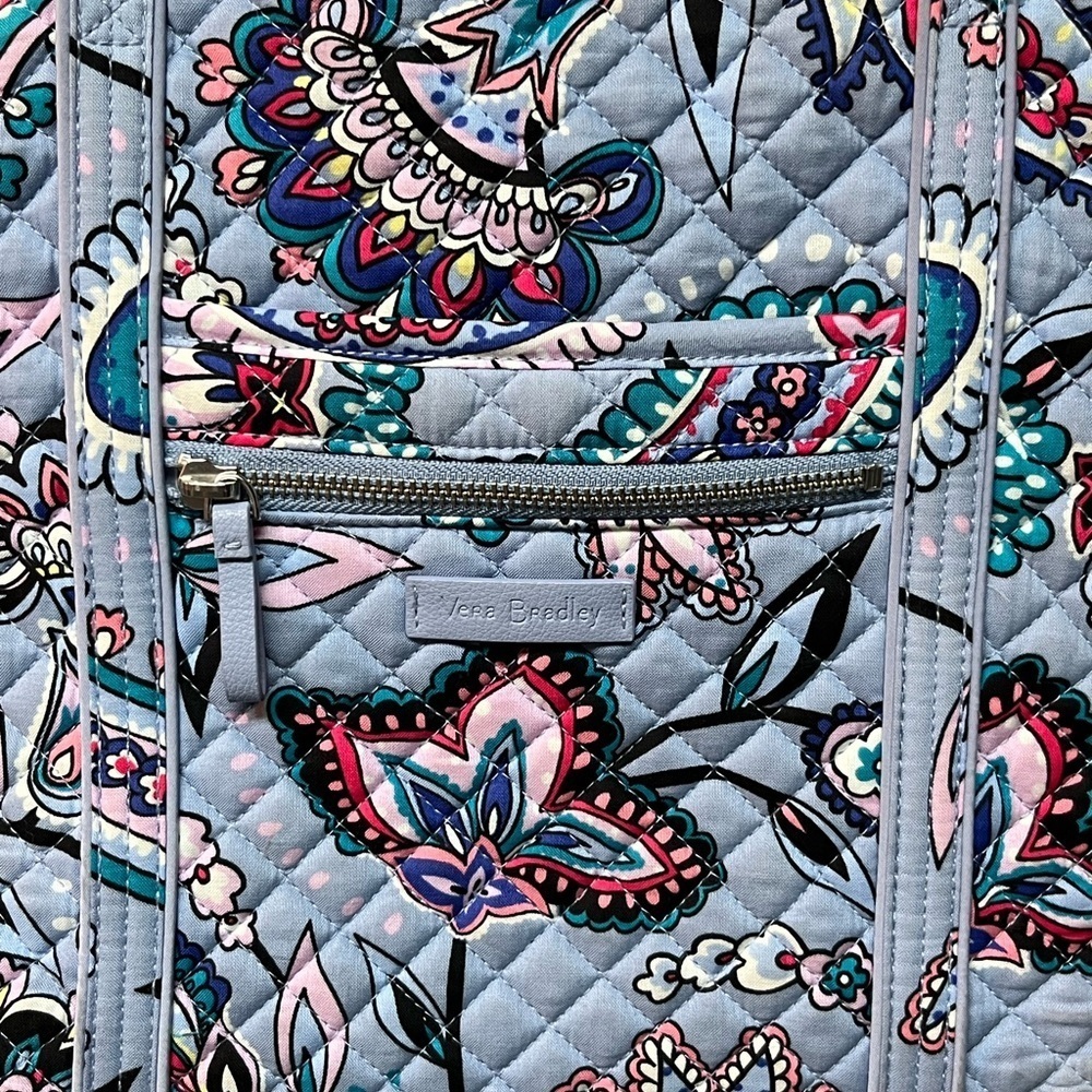 Vera Bradley Blue and Purple Quilted Tote Bag with Floral Design - Picture 2 of 8